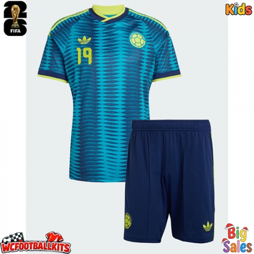Colombia Rafael Santos Borre #19 Replica Away Stadium Kit for Kids World Cup 2026 Short Sleeve (+ pants)